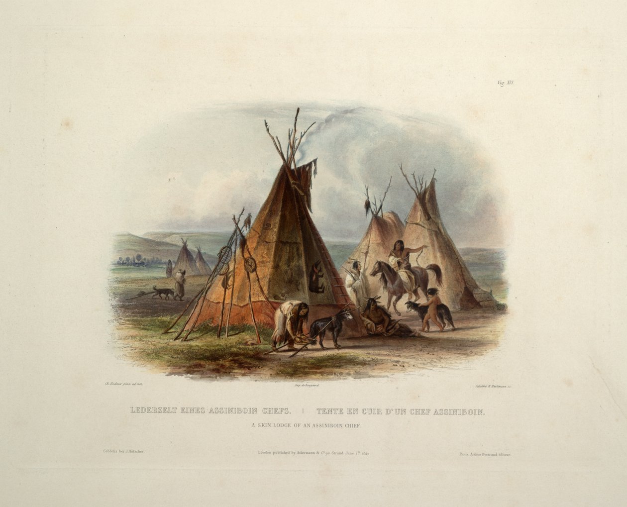 Assiniboin -päällikön ihonhoito tekijältä Karl Bodmer