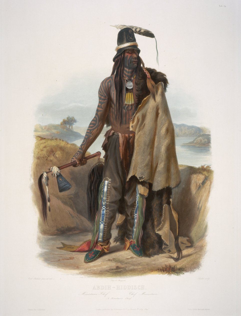 Abdih-Hiddisch. Minatarren päällikkö tekijältä Karl Bodmer