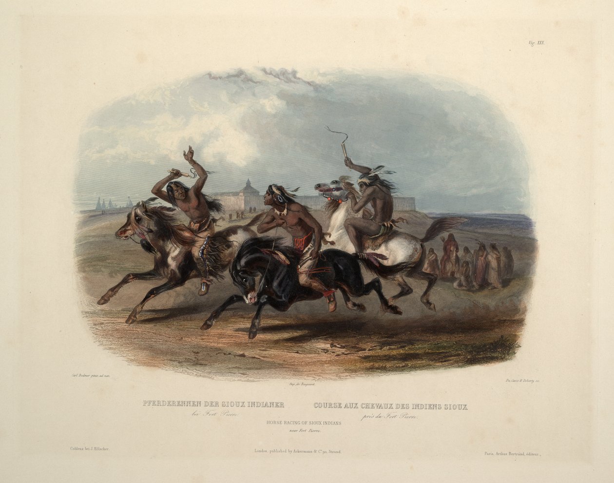 Sioux -intiaanien hevosurheilu tekijältä Karl Bodmer