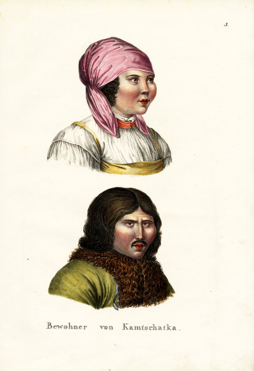 Kamtšatkan niemimaan asukkaatSiperia, 1824 tekijältä Karl Joseph Brodtmann