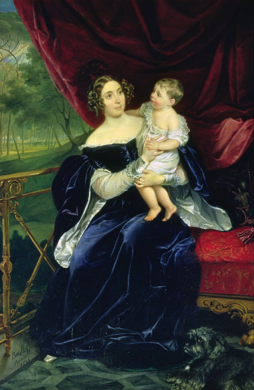 Kreivitär Olga Ivanovna Orlov-Davydov tyttärensä kanssa, 1834 tekijältä Karl Pavlovich Bryullov