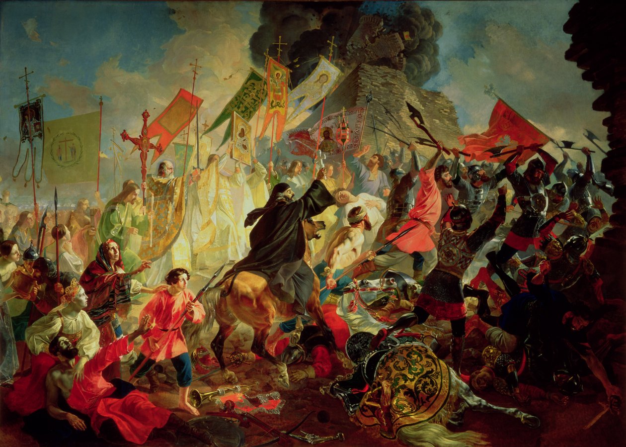 Kuningas Stephan IV Batory piiritti Pihkovaa vuonna 1581 tekijältä Karl Pavlovich Bryullov