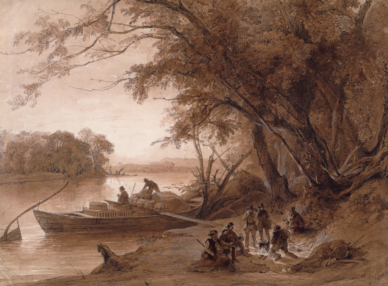 Matkustajien leiri Missourissa tekijältä Karl Bodmer
