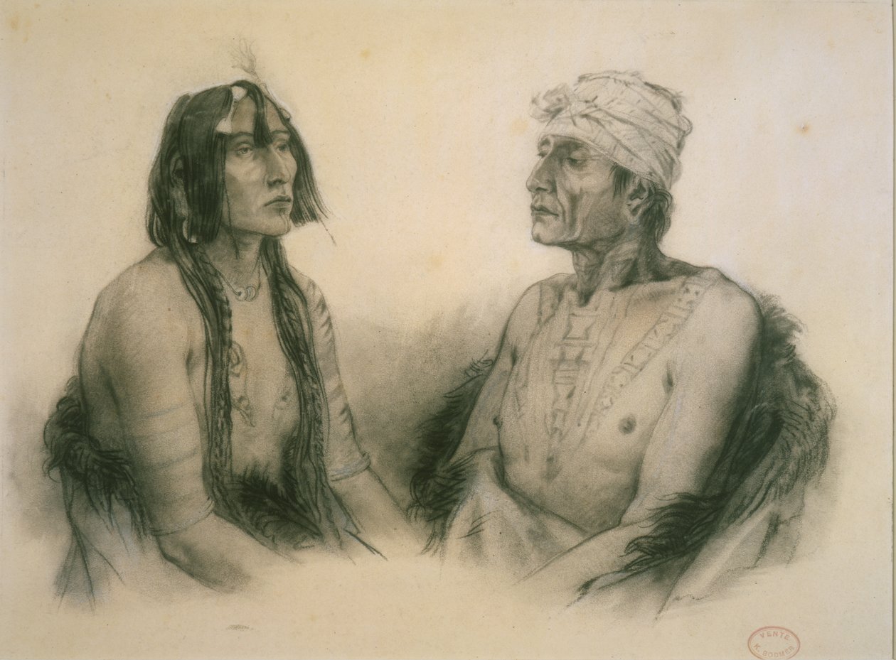 Psihdja-S?hpa ja Tuk?n-H?ton, Yankton miehet tekijältä Karl Bodmer