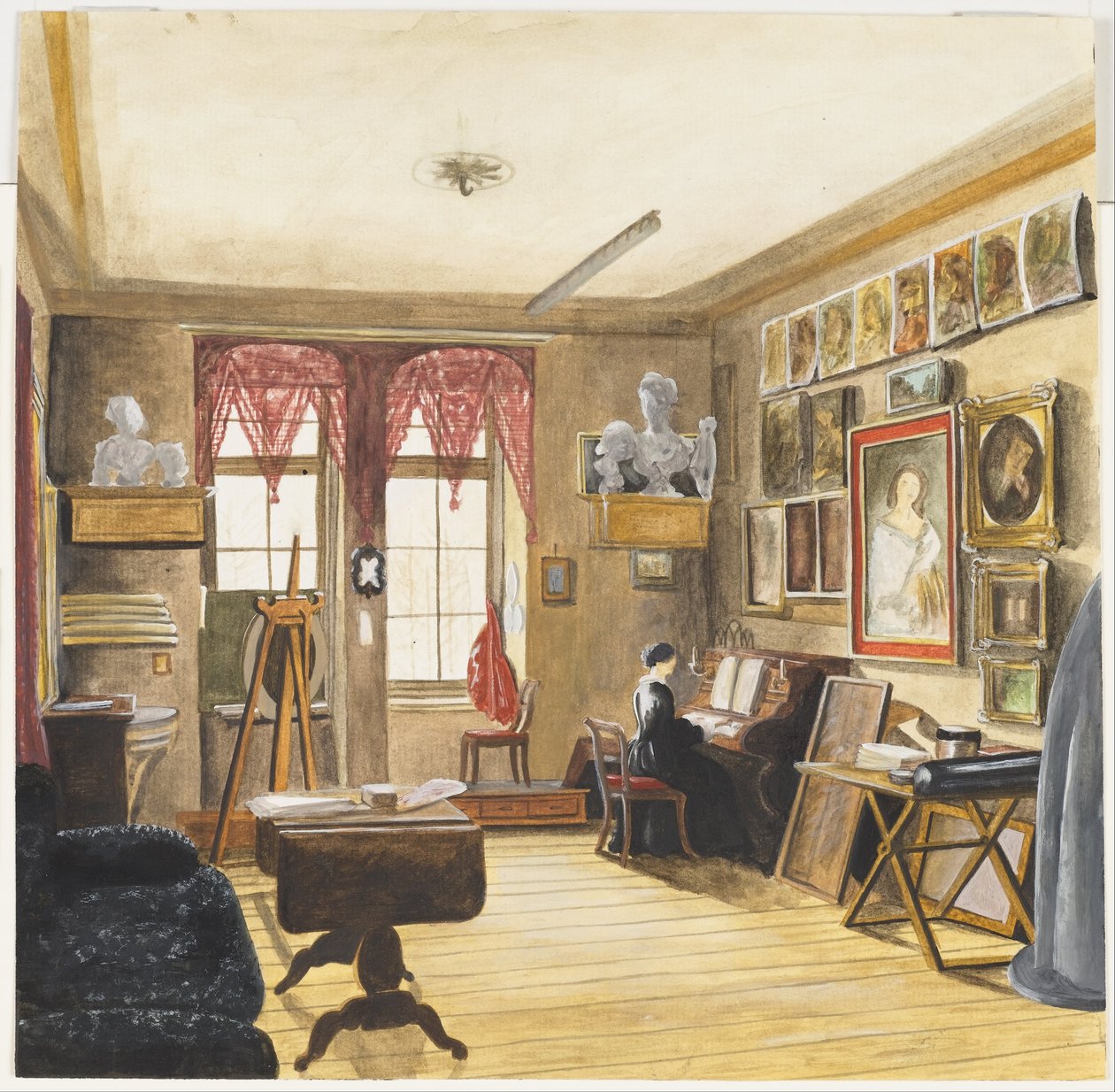 Taiteilijan studio Berliinissä tekijältä Karl Wilhelm Streckfuss