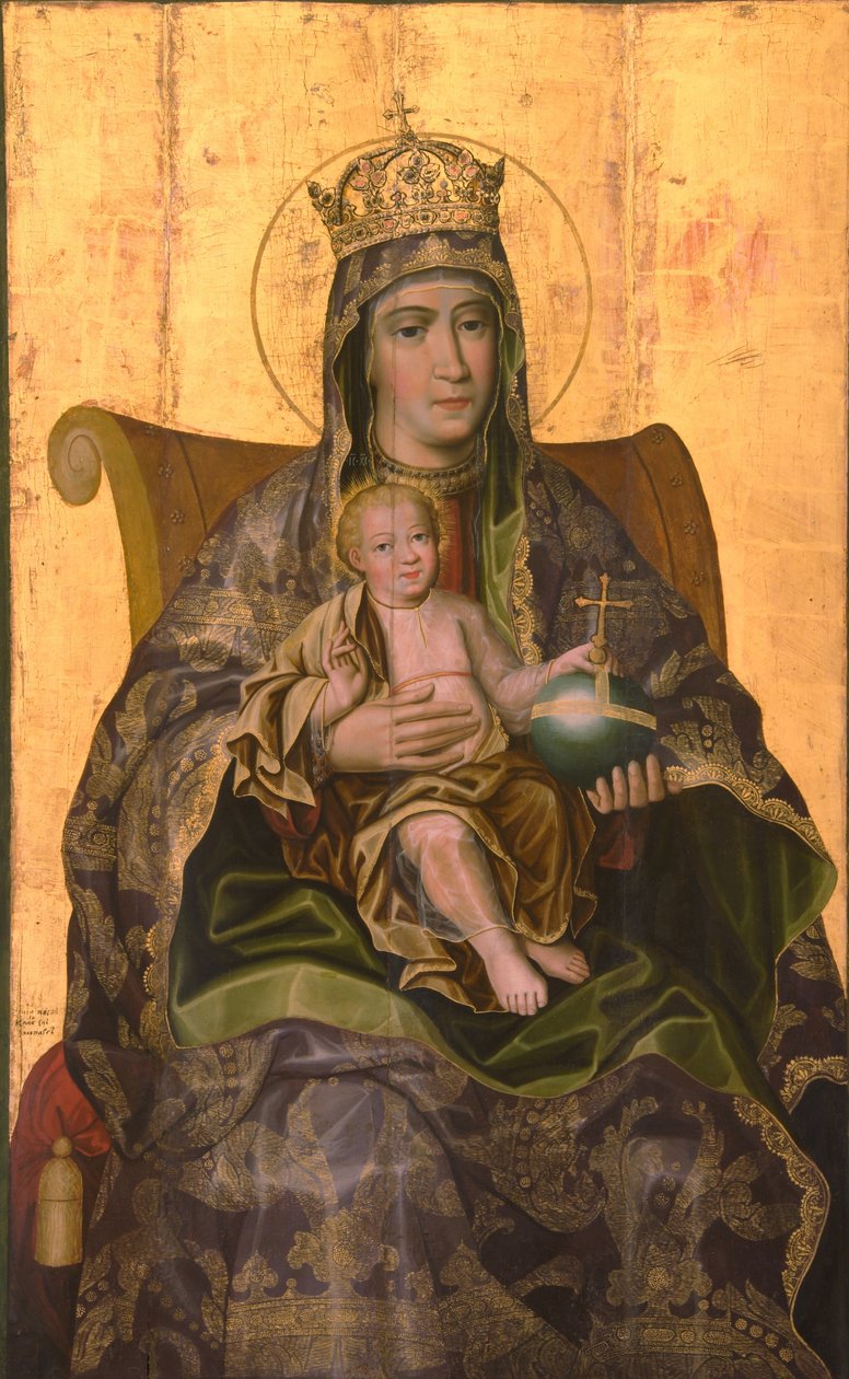 Neitsyt ja lapsi Enthroned, 1690-luku tekijältä Karp Ivanovich Zolotaryov