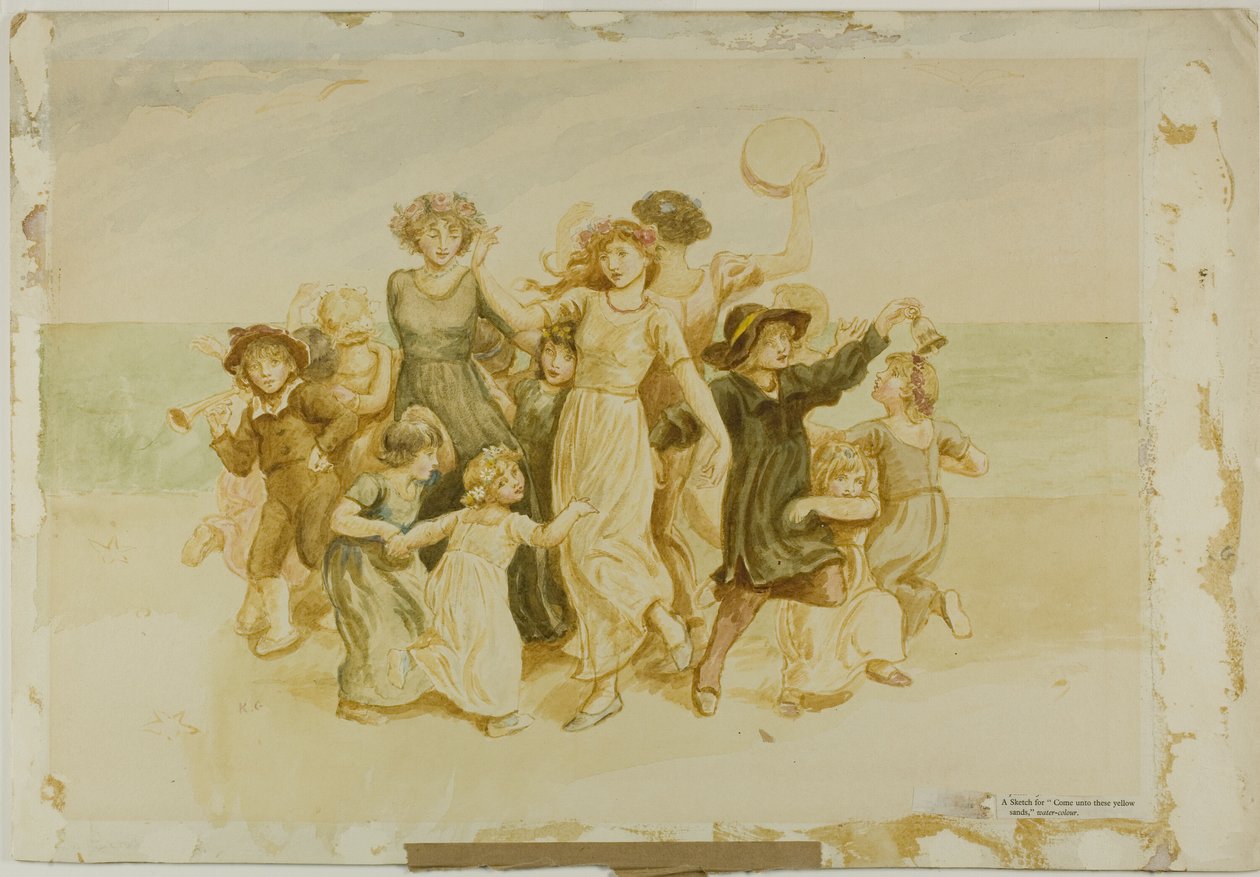 Lapset leikkivät rannalla tekijältä Kate Greenaway