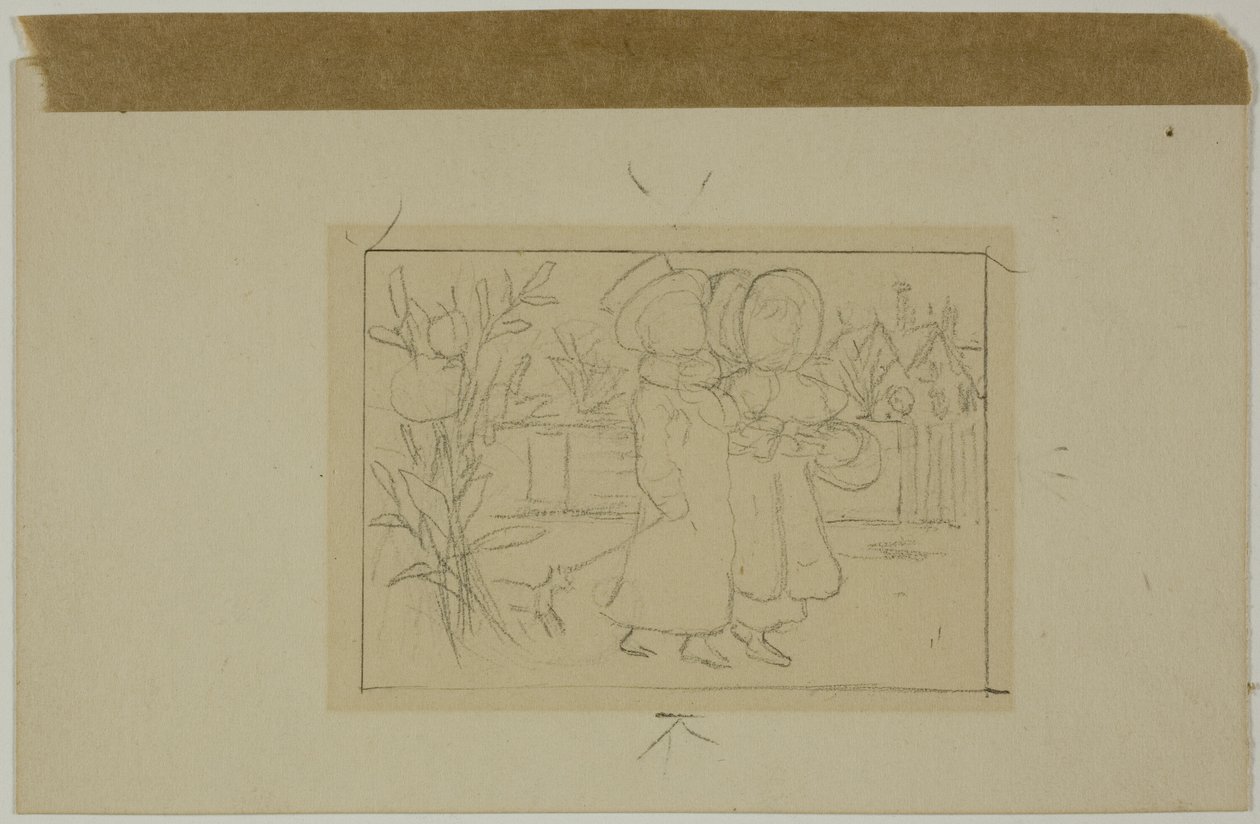 Kaksi hahmoa kävelee tekijältä Kate Greenaway