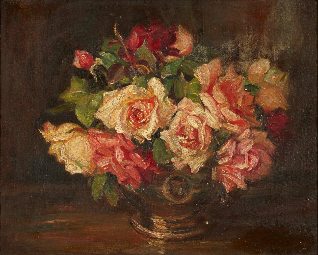 Pink Roses (öljy kankaalle) tekijältä Kate Wyllie