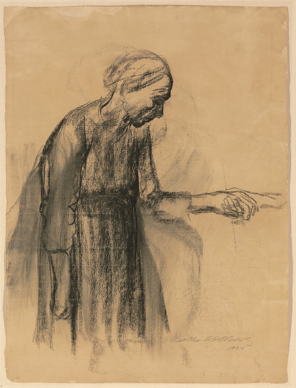 Nainen uskoo itsensä kuolemaan, 1934 tekijältä Käthe Kollwitz