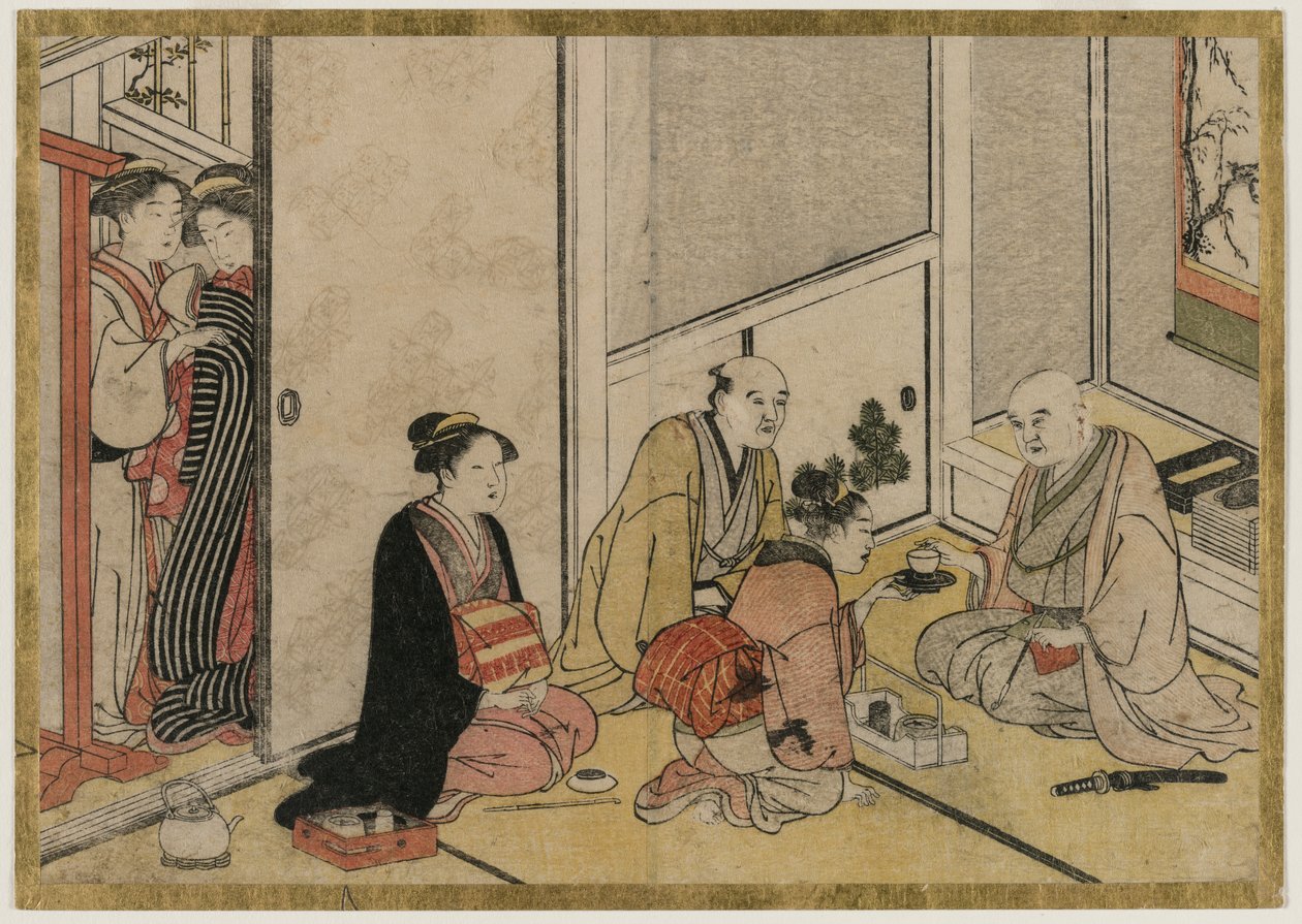 Sisätilojen kohtaus tekijältä Katsukawa Shunsho