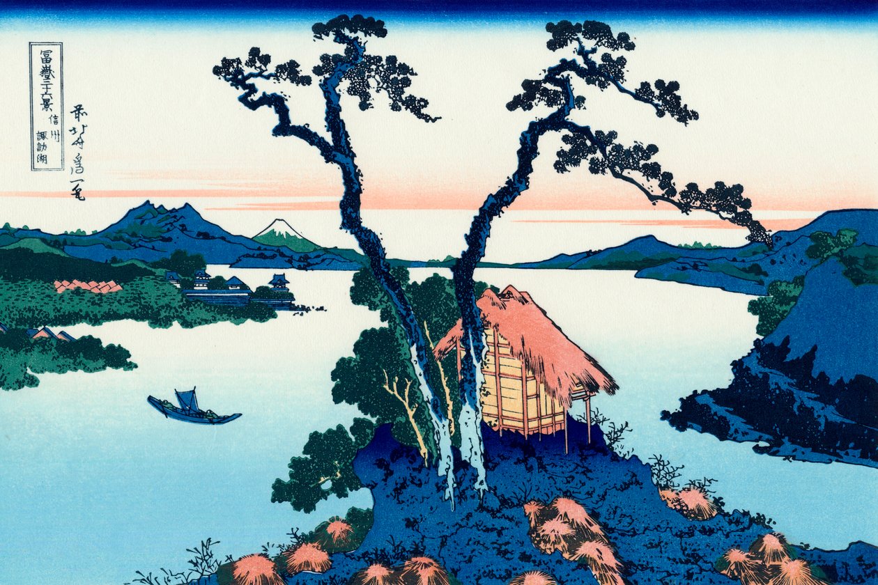 Suwa-järvi Shinanon maakunnassa, 1830-1833. tekijältä Katsushika Hokusai