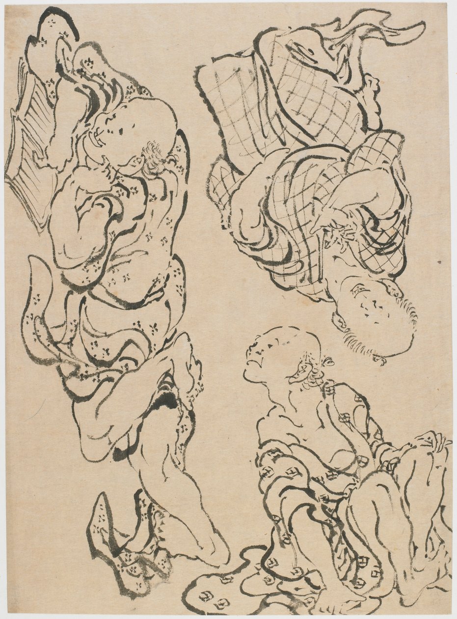 Kolme hahmoa, 1700-luvun loppu - 1800-luvun alku. tekijältä Katsushika Hokusai
