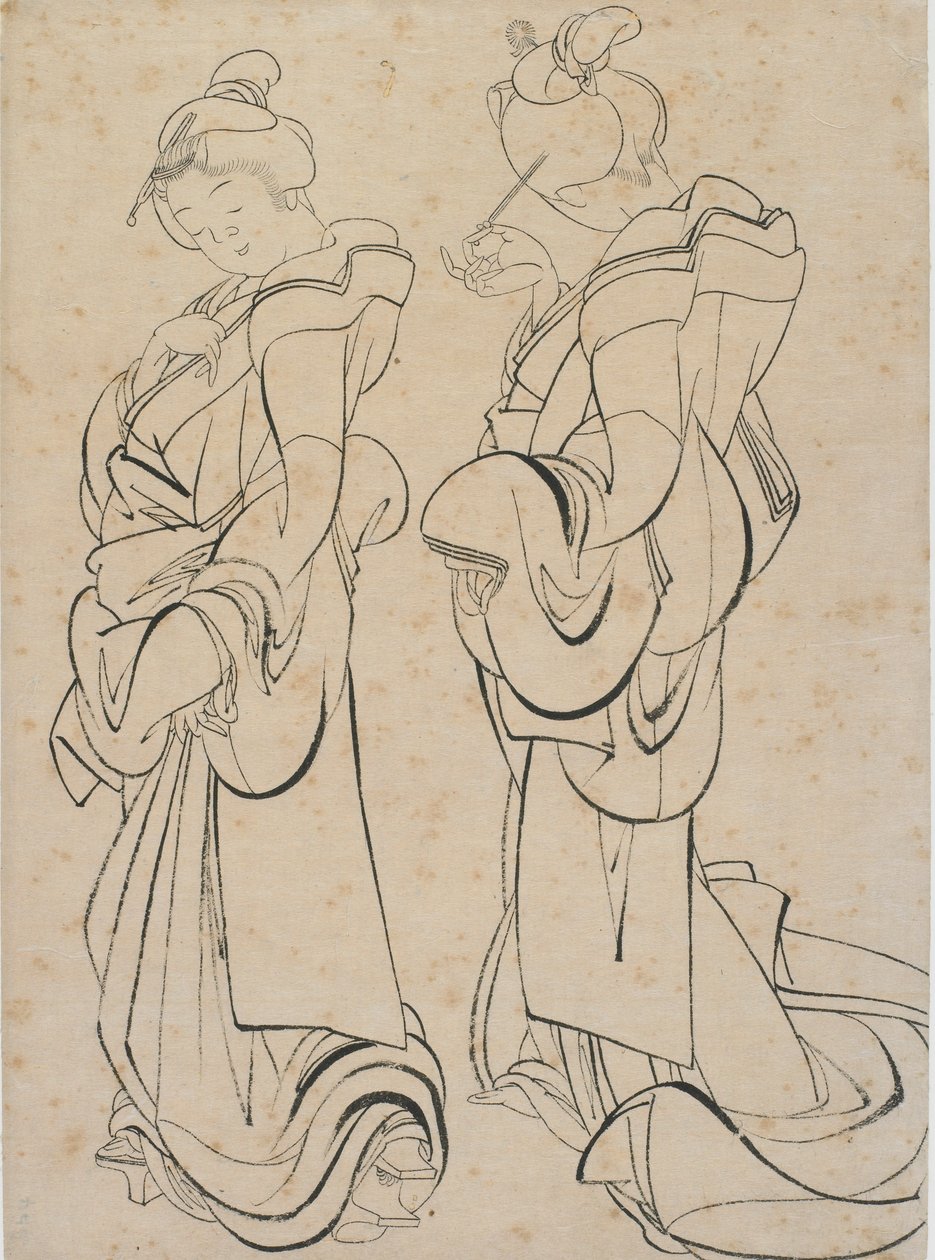 Kaksi naista, 1700-luvun loppu - 1800-luvun alku. tekijältä Katsushika Hokusai