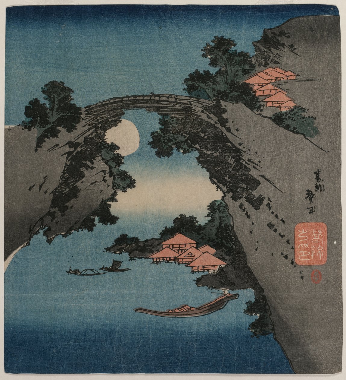 Monkey Bridge, 1830-luvun alku. tekijältä Katsushika Taito II