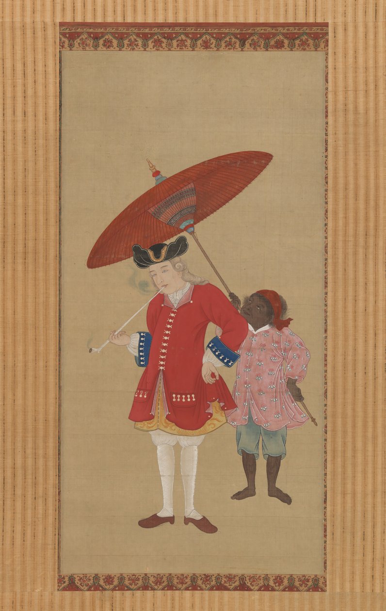 Hollantilainen palvelijan kanssa, 1800-luvun alku. tekijältä Kawahara Keiga