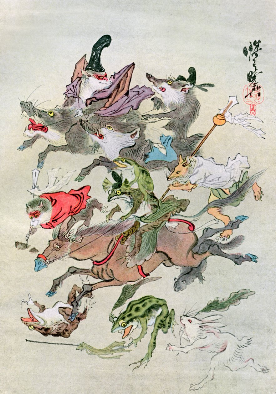 Metsästyseläimiä, 1898. tekijältä Kawanabe Kyosai