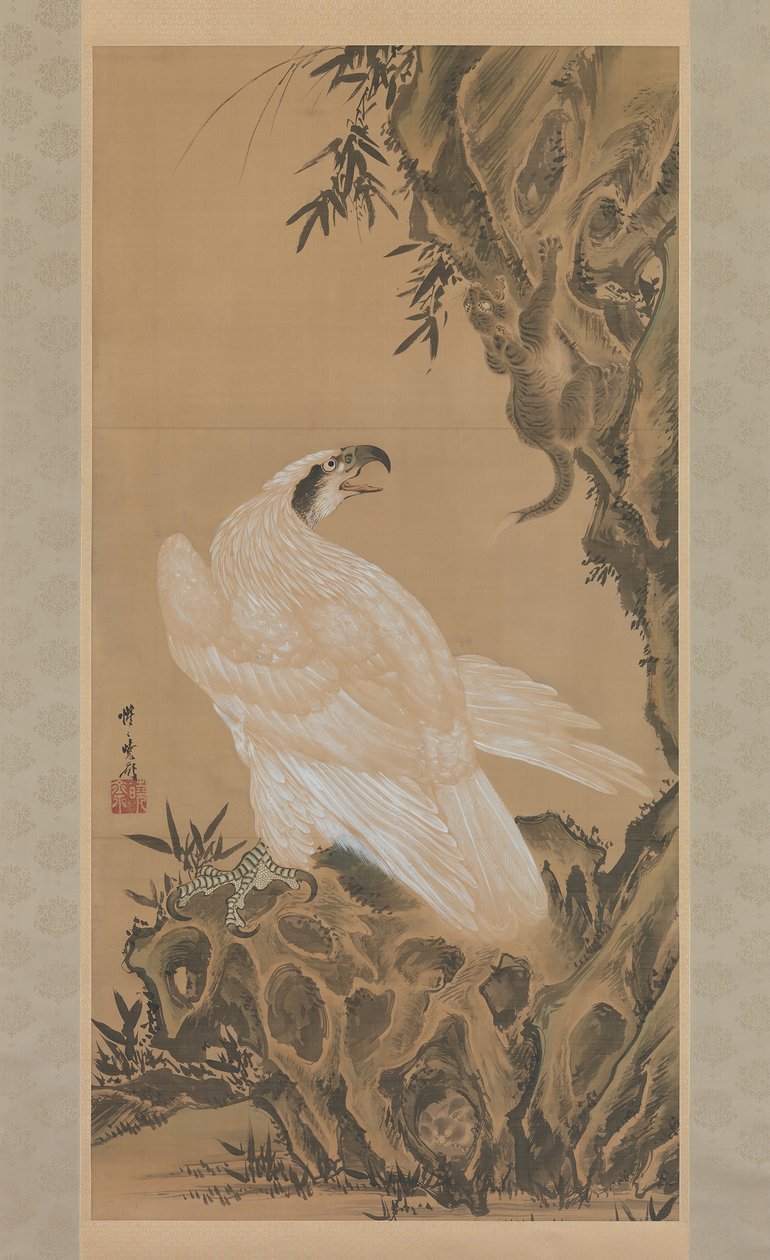 White Eagle Eyeing a Mountain Lion, 1885. tekijältä Kawanabe Kyosai