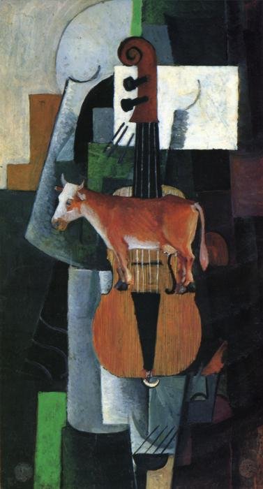 Lehmä ja viulu tekijältä Kazimir Severinovich Malevich