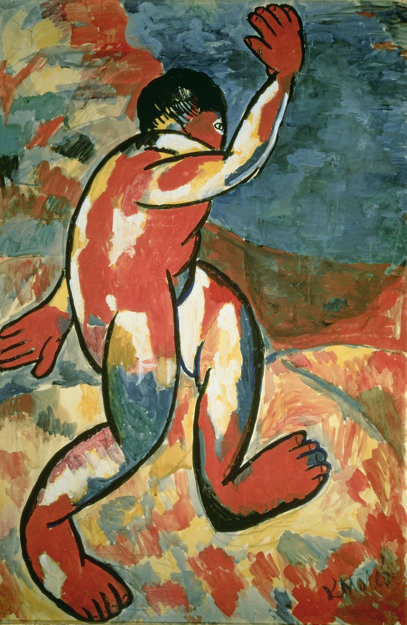 Kylpijä, 1911 (guassi paperille) tekijältä Kazimir Severinovich Malevich