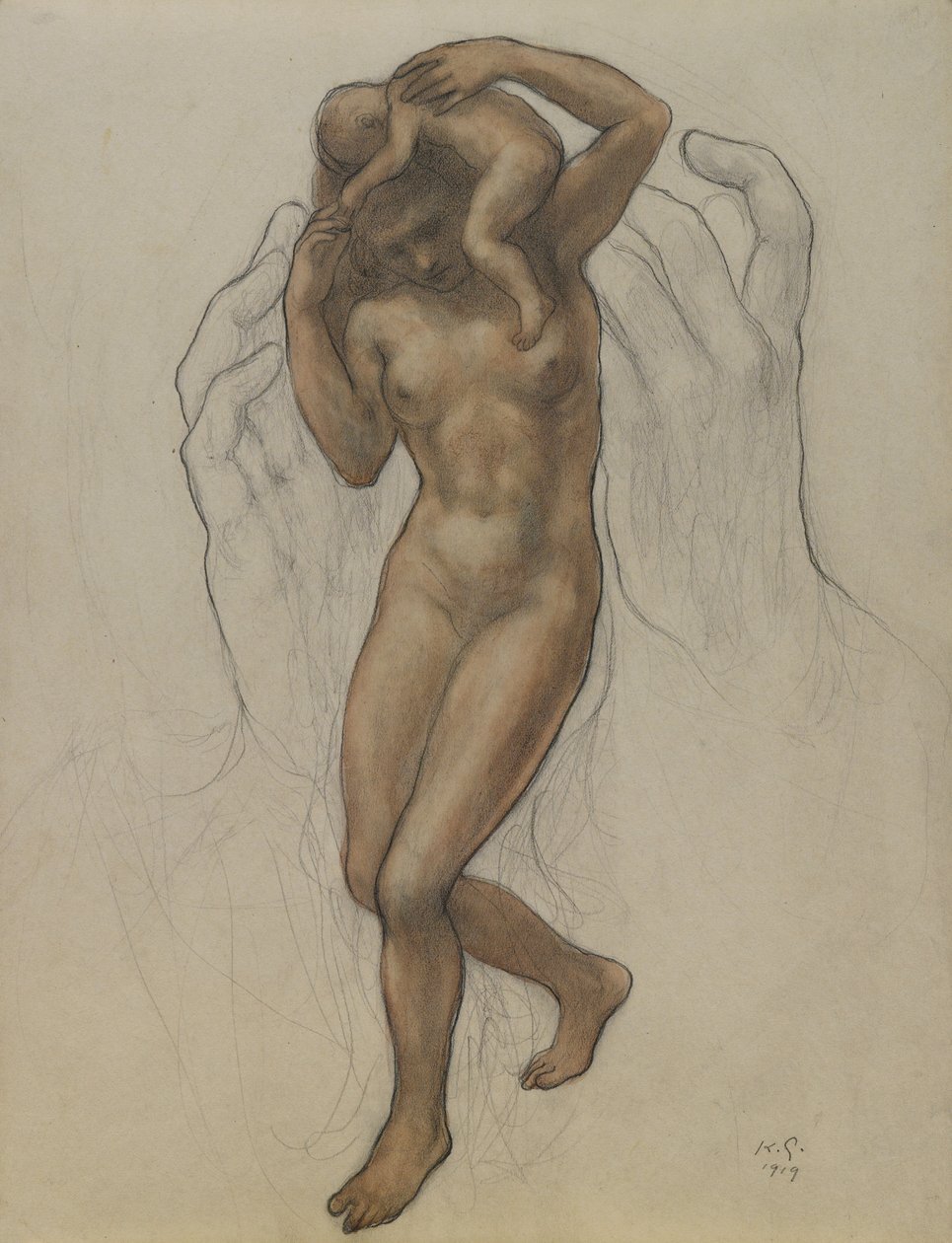Burden, 1919 (wc ja grafiitti paperilla) tekijältä Khalil Gibran