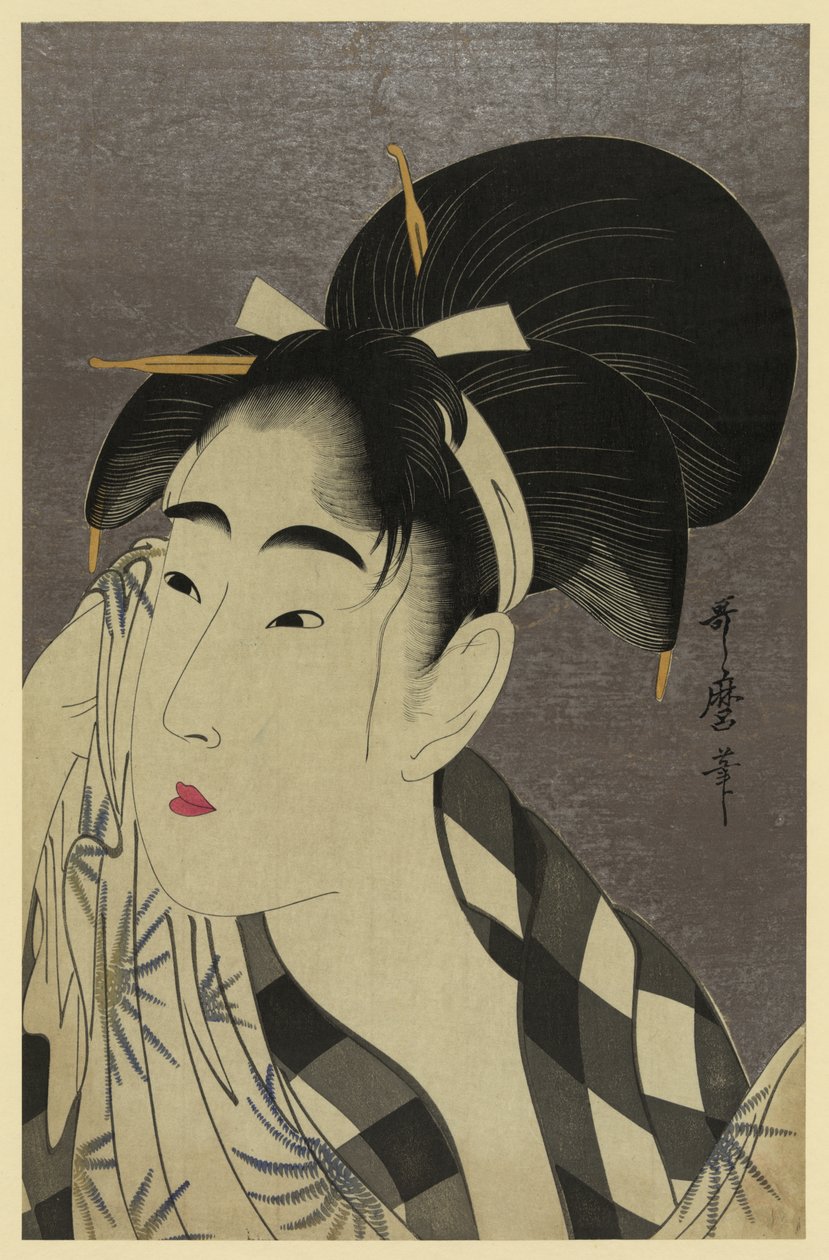 Ase o fuku onna tekijältä Kitagawa Utamaro