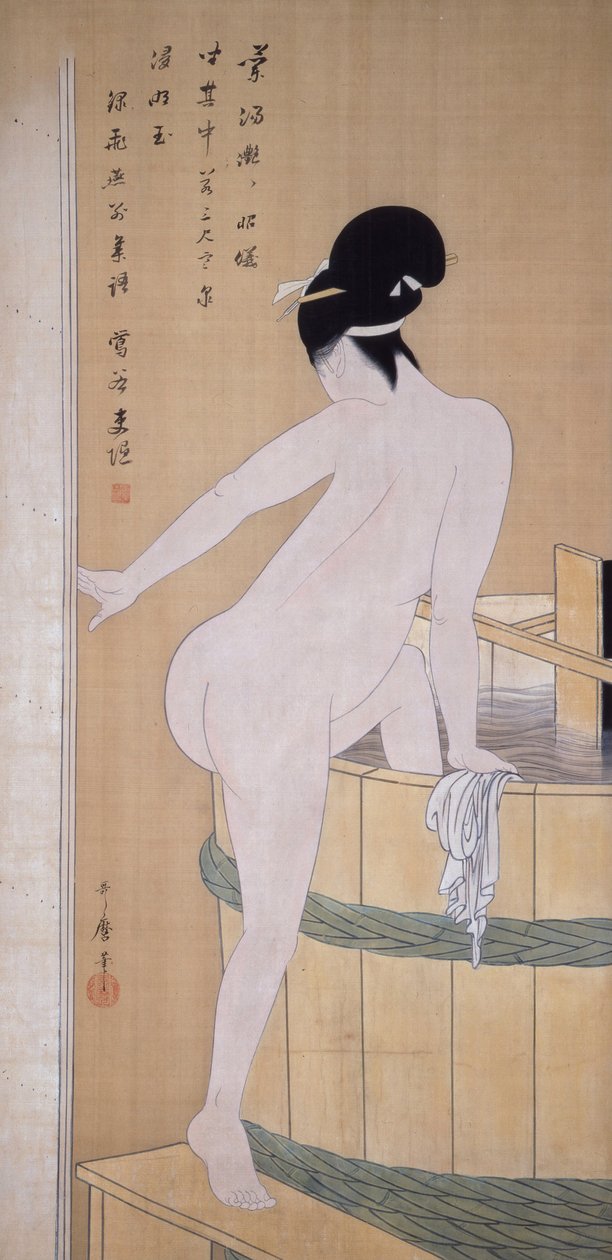 Kylpy kylmässä vedessä tekijältä Kitagawa Utamaro