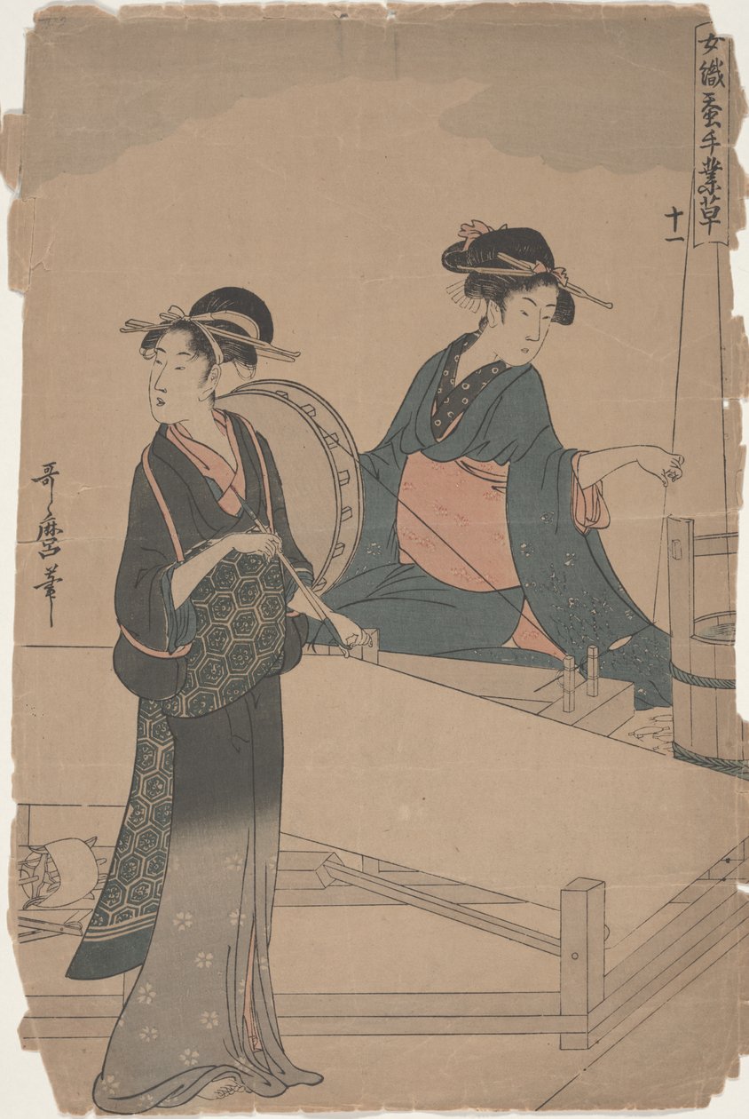 Nro 11 sarjasta Women Engaged in the Sericulture Industry tekijältä Kitagawa Utamaro