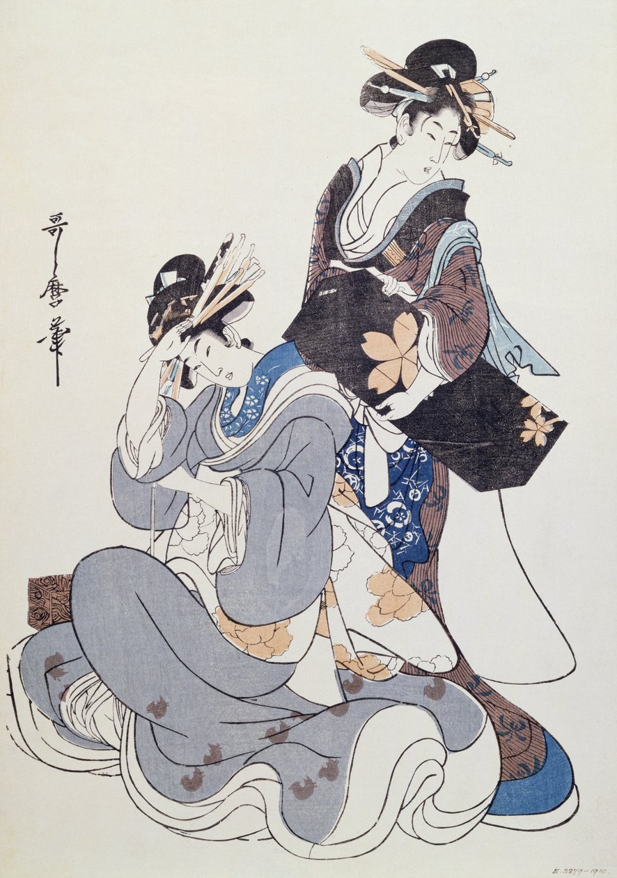 Kaksi naishahmoa (värillinen puupainatus, 10. lohko) tekijältä Kitagawa Utamaro