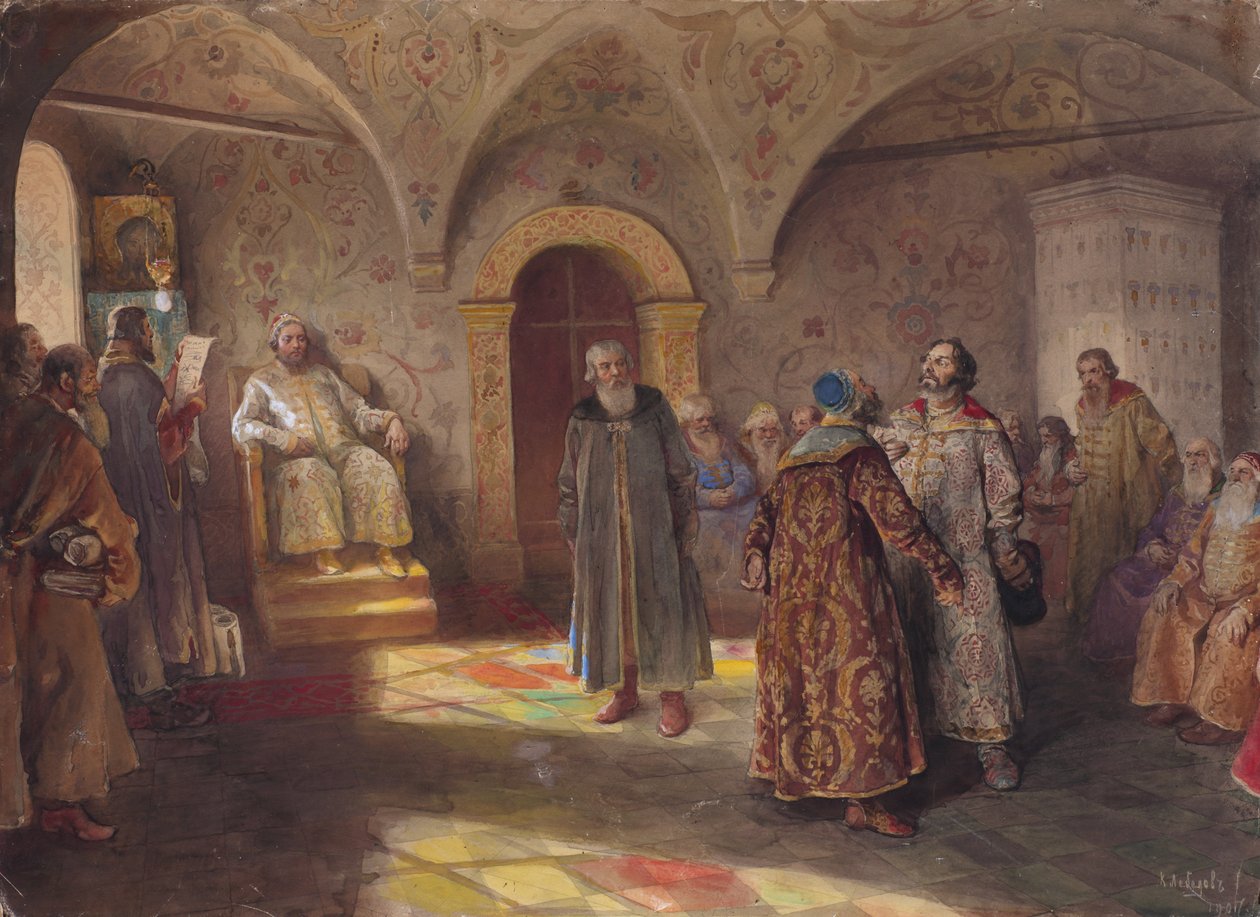 Tsaari ja bojarit, 1907. tekijältä Klavdi Vasilyevich Lebedev