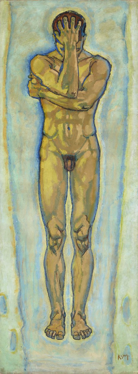 Mies nude keltainen ja sininen, c. 1913. tekijältä Koloman Moser