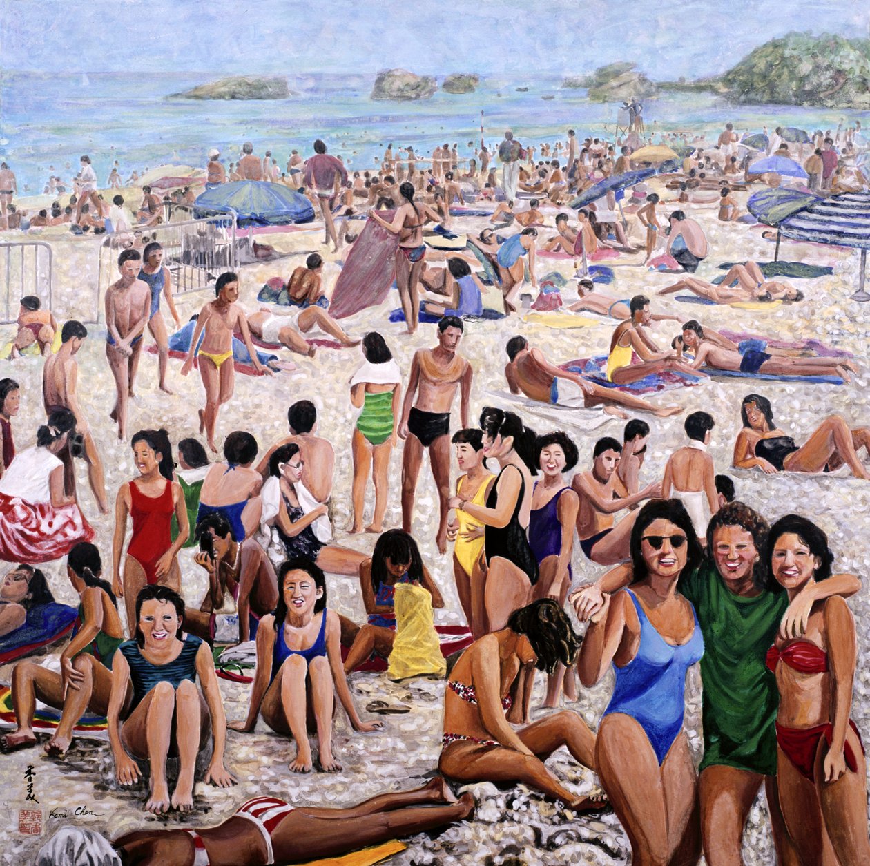 Sun Bathing, 1987 (guassi silkillä) tekijältä Komi Chen