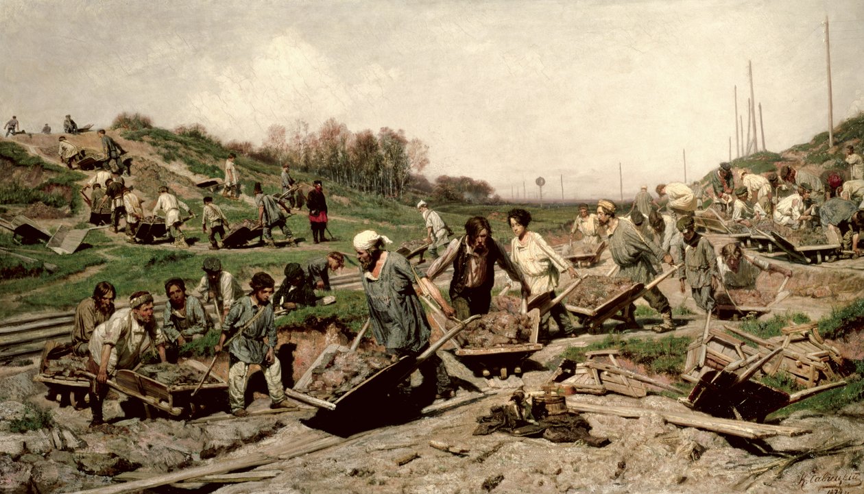 Rautatien korjaus, 1874 tekijältä Konstantin Apollonovich Savitsky