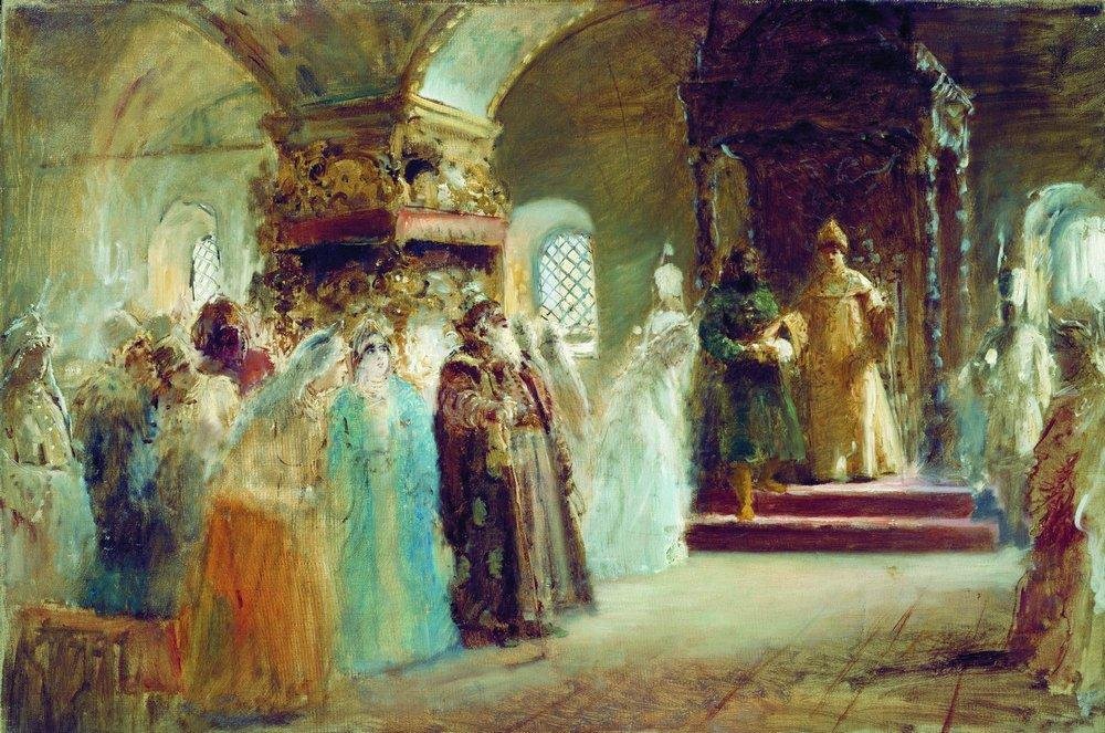 Tsaari Aleksei Mihailovitšin morsiamenäyttely tekijältä Konstantin Egorovich Makovsky