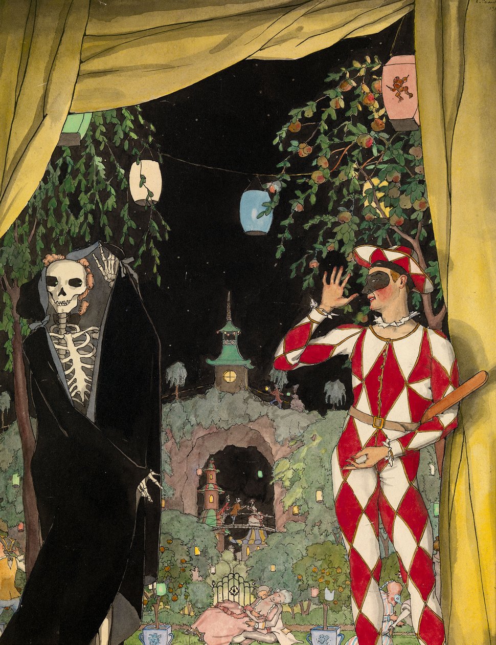 Harlekiini ja kuolema, 1918 tekijältä Konstantin Andreevic Somov