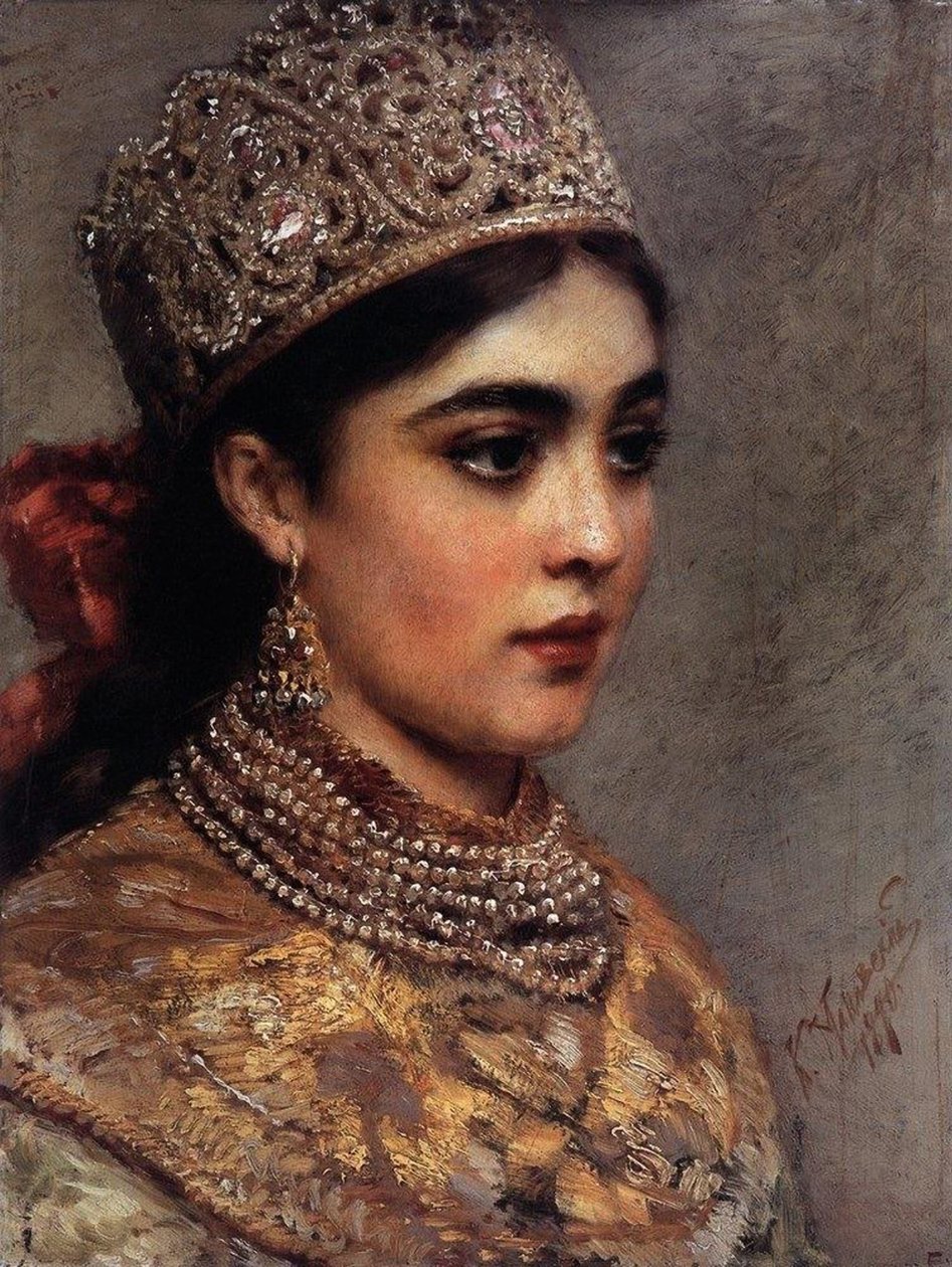 The Boyar Woman, 1890 tekijältä Konstantin Egorovich Makovsky