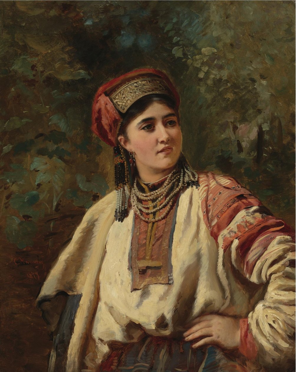 Konstantin Makovsky - Nainen kansallispuvussa tekijältä Konstantin Makovsky