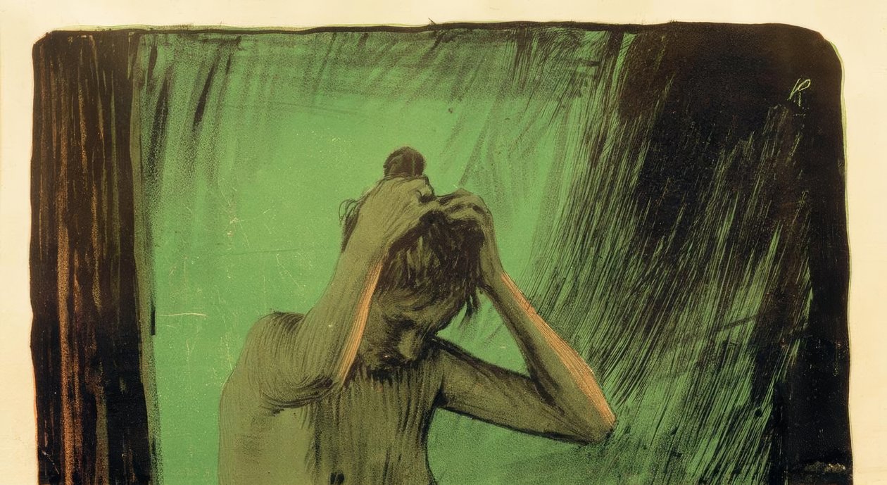 Frau ihre Haare ordnend tekijältä Käthe Kollwitz