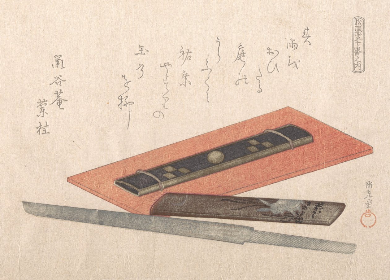 Veitsi ja kaksi veitsen kahvaa, 1800-luku. tekijältä Kubo Shunman