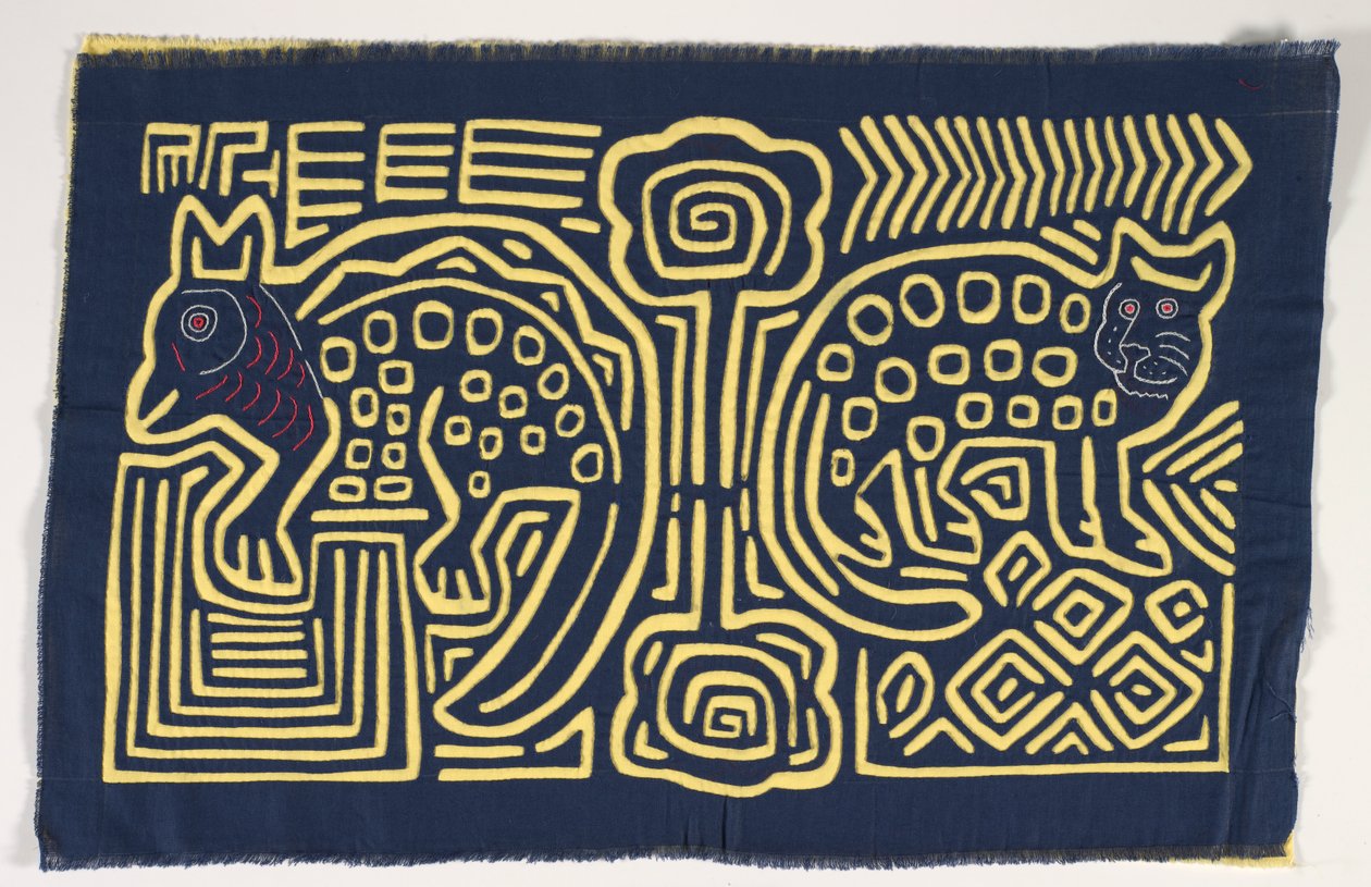 Shirt Panel (mola), n. 1950 (applikoitu puuvilla) tekijältä Kuna Indian Culture