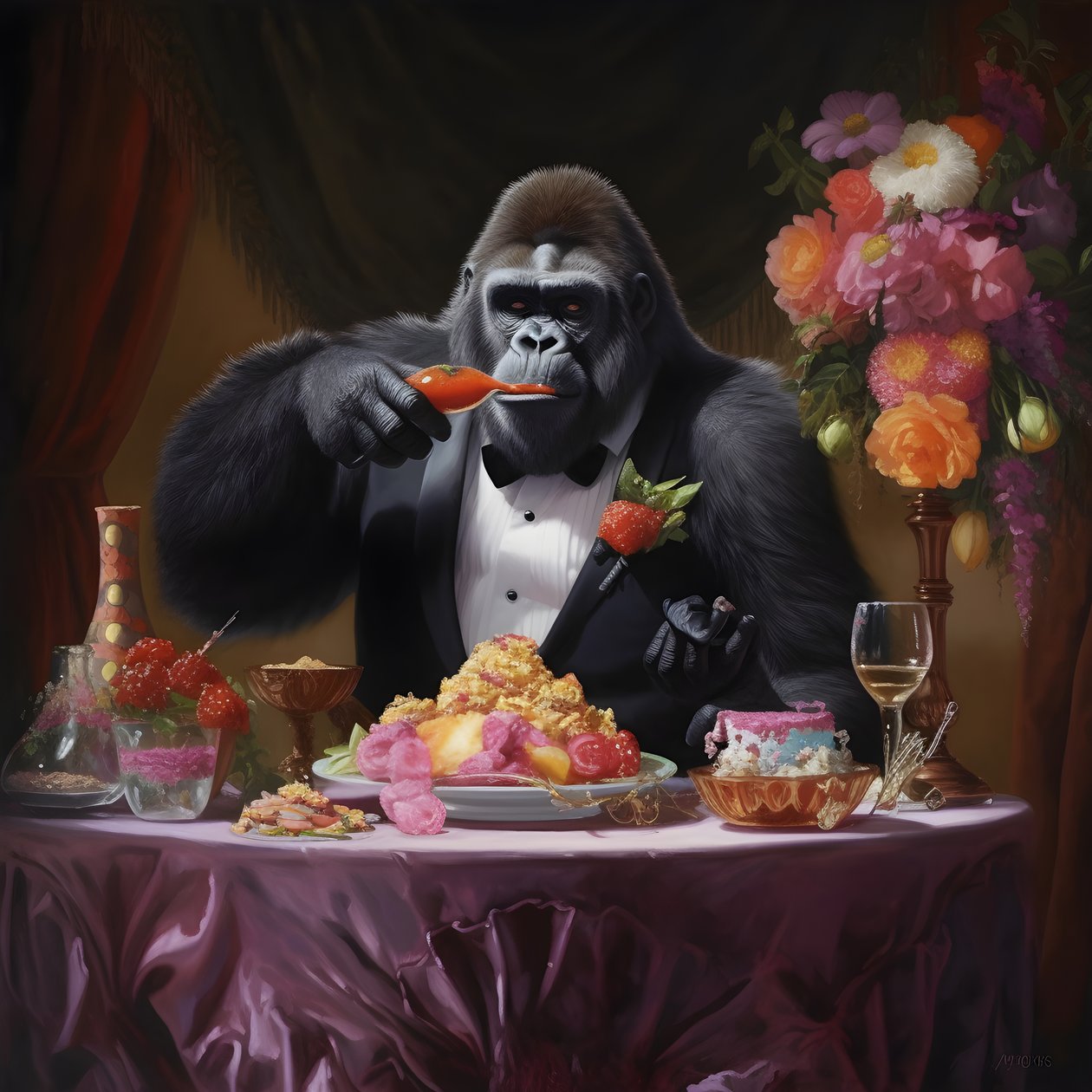 gorilla syömässä 1 tekijältä Kurt Heppke