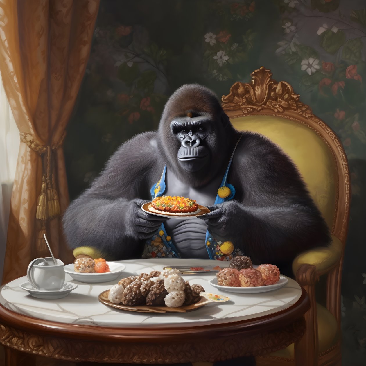 gorilla syömässä 3 tekijältä Kurt Heppke