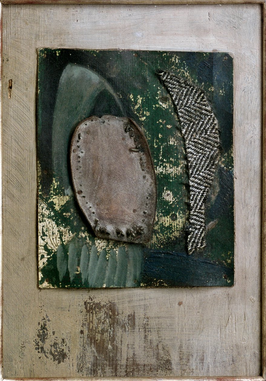 Ruskea ja vihreä kokoonpano (maalaus tekijältä Kurt Schwitters