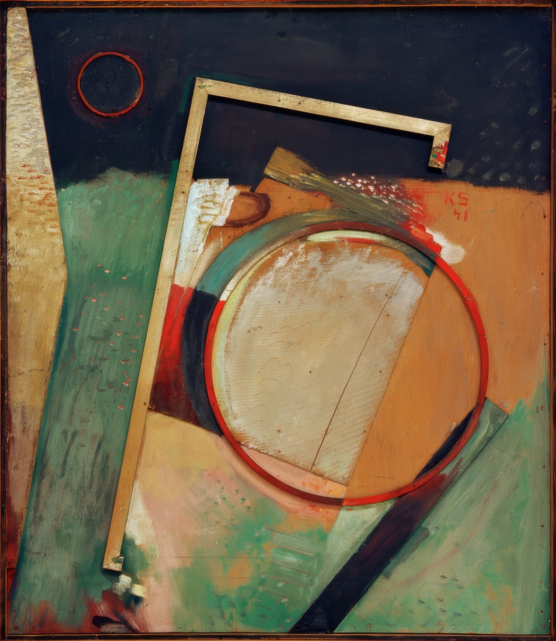 Nimetön (kuva sormuksella ja kehyksellä) tekijältä Kurt Schwitters