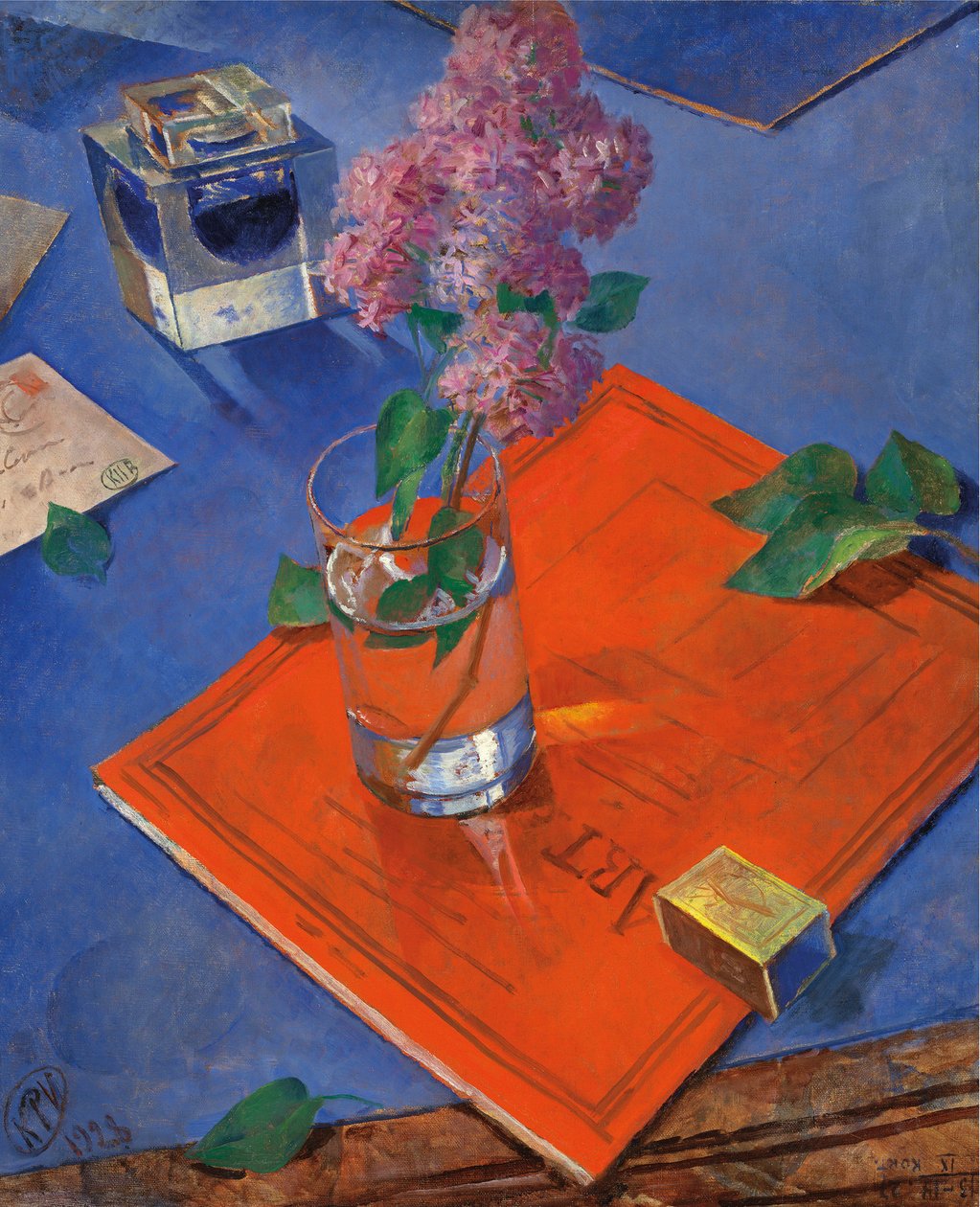 Asetelma syreenillä, 1928. tekijältä Kuzma Sergeevich Petrov Vodkin