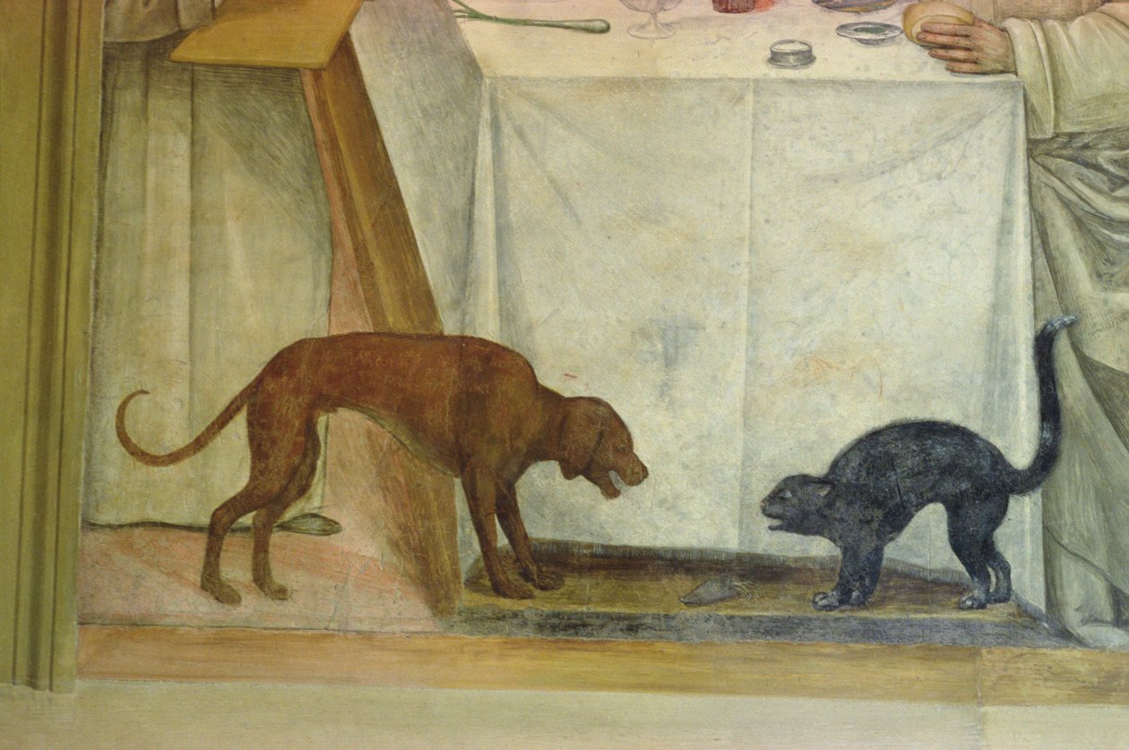 Pyhän Benedictuksen elämä (yksityiskohta) tekijältä L. and Sodoma, G. Signorelli