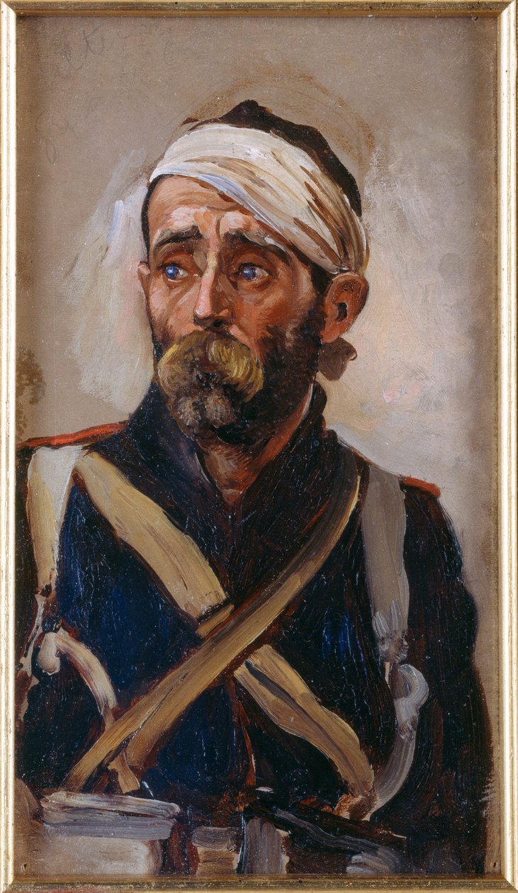 Tutkimus haavoittuneesta vartiomiehestä, Krim, noin 1874. tekijältä Lady Butler