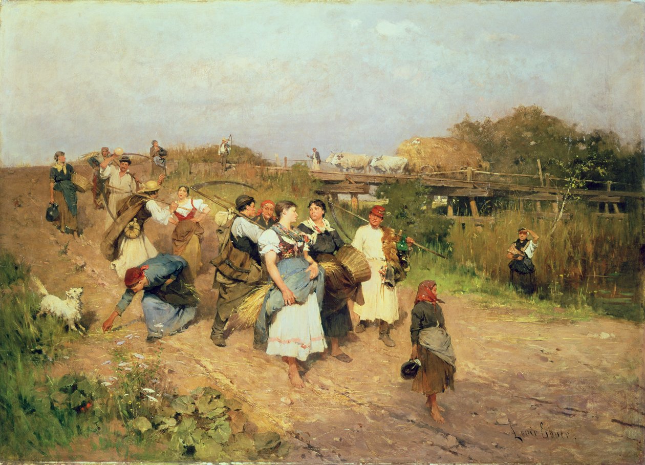 Hakkuukoneet matkalla kotiin, 1881 tekijältä Lajos Deak Ebner
