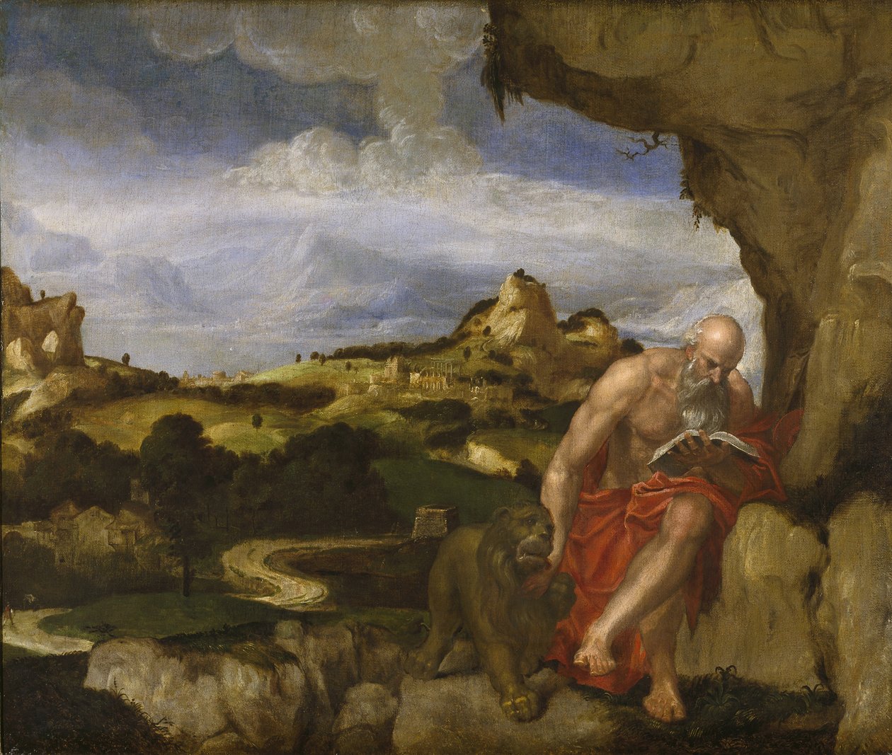 St. Jerome erämaassa, 1500-luku tekijältä Lambert Sustris