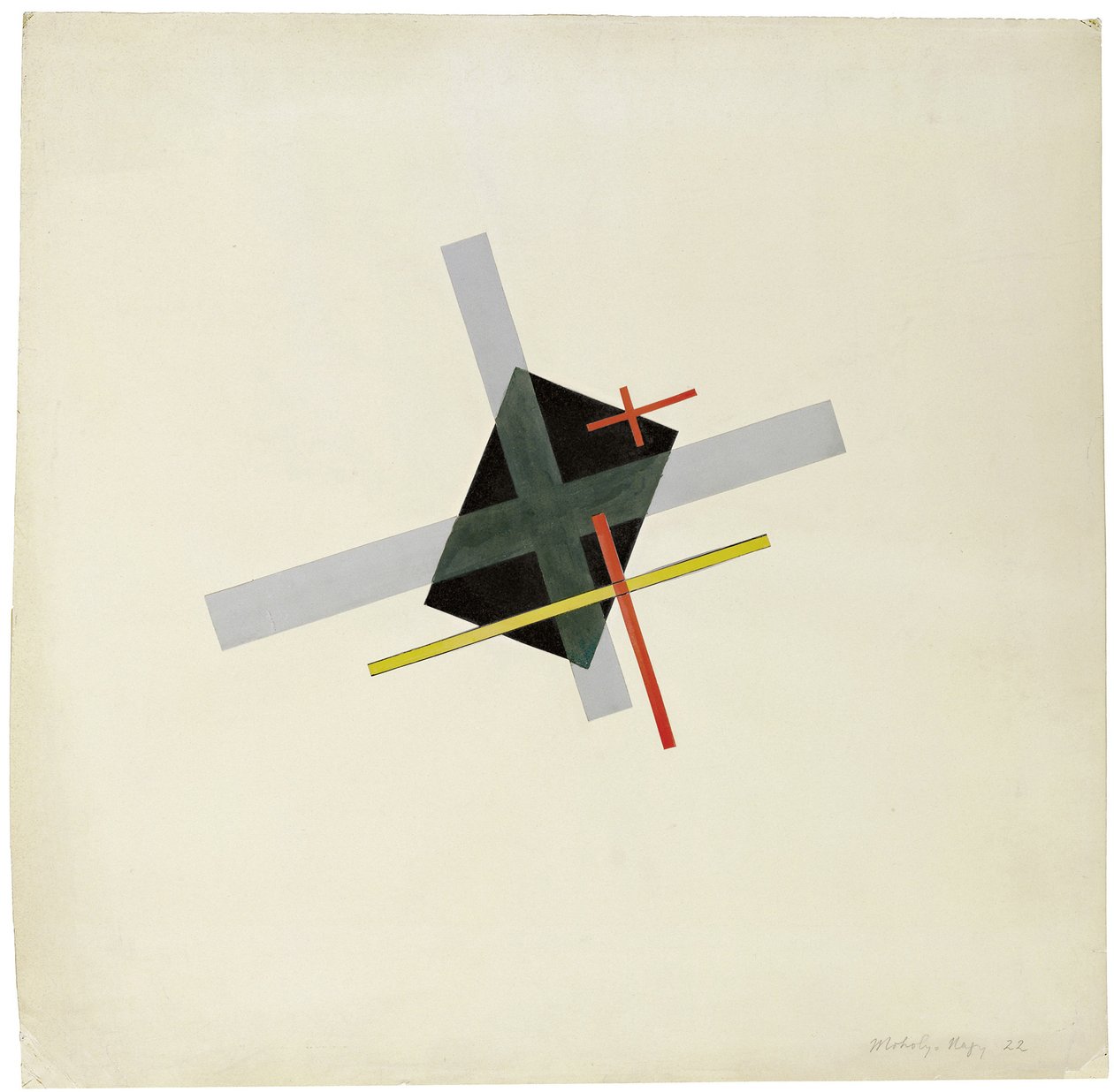 Kollaasi Mustan keskustan kanssa, 1922 tekijältä Laszlo Moholy Nagy